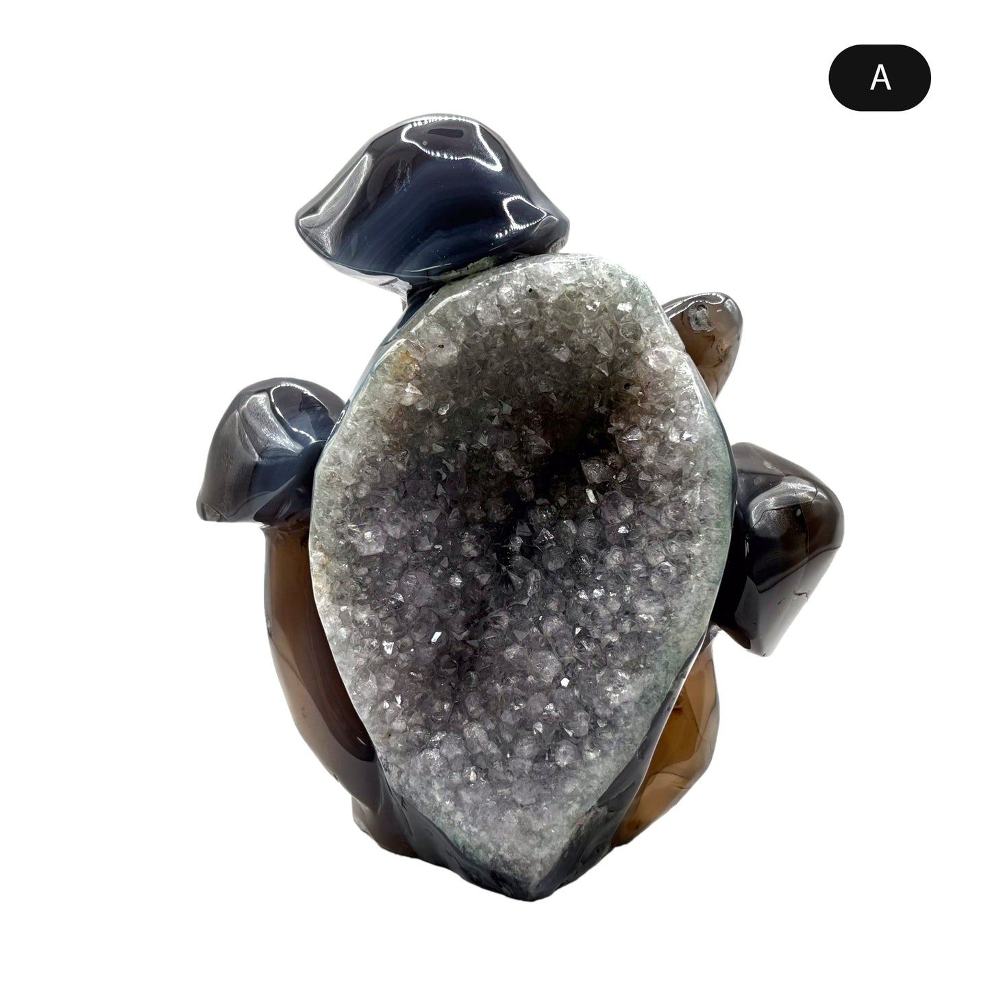 Natural Brown Agate Crystal Mushroom Cluster Carving for Energy Healing, Meditation, Good Luck & Home Decor - RSH321