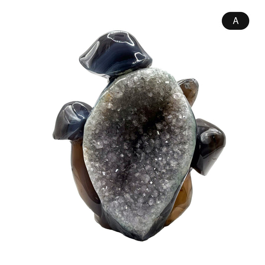 Natural Brown Agate Crystal Mushroom Cluster Carving for Energy Healing, Meditation, Good Luck & Home Decor - RSH321