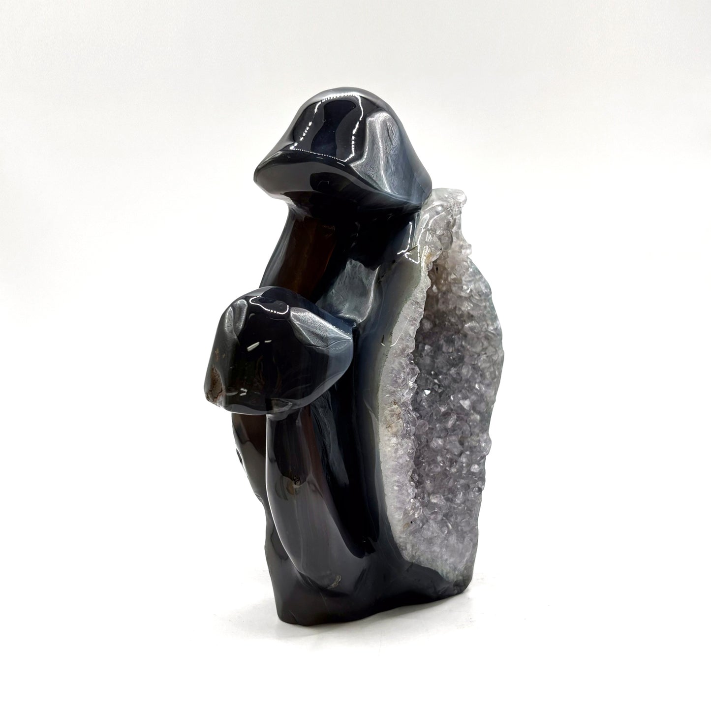 Natural Brown Agate Crystal Mushroom Cluster Carving for Energy Healing, Meditation, Good Luck & Home Decor - RSH321