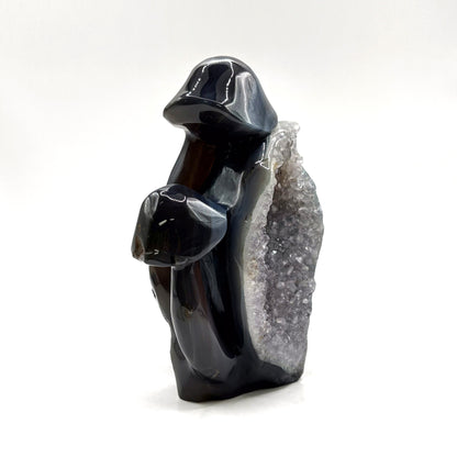 Natural Brown Agate Crystal Mushroom Cluster Carving for Energy Healing, Meditation, Good Luck & Home Decor - RSH321