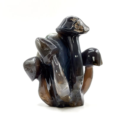 Natural Brown Agate Crystal Mushroom Cluster Carving for Energy Healing, Meditation, Good Luck & Home Decor - RSH321