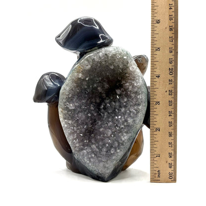 Natural Brown Agate Crystal Mushroom Cluster Carving for Energy Healing, Meditation, Good Luck & Home Decor - RSH321