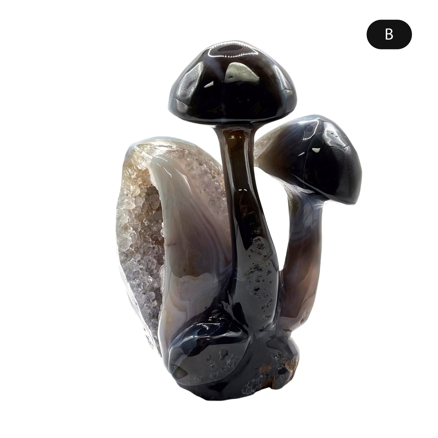 Natural Brown Agate Crystal Mushroom Cluster Carving for Energy Healing, Meditation, Good Luck & Home Decor - RSH321