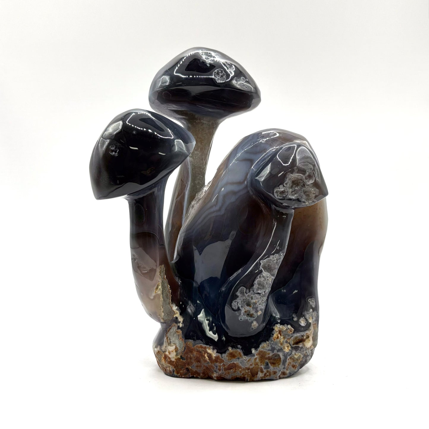 Natural Brown Agate Crystal Mushroom Cluster Carving for Energy Healing, Meditation, Good Luck & Home Decor - RSH321