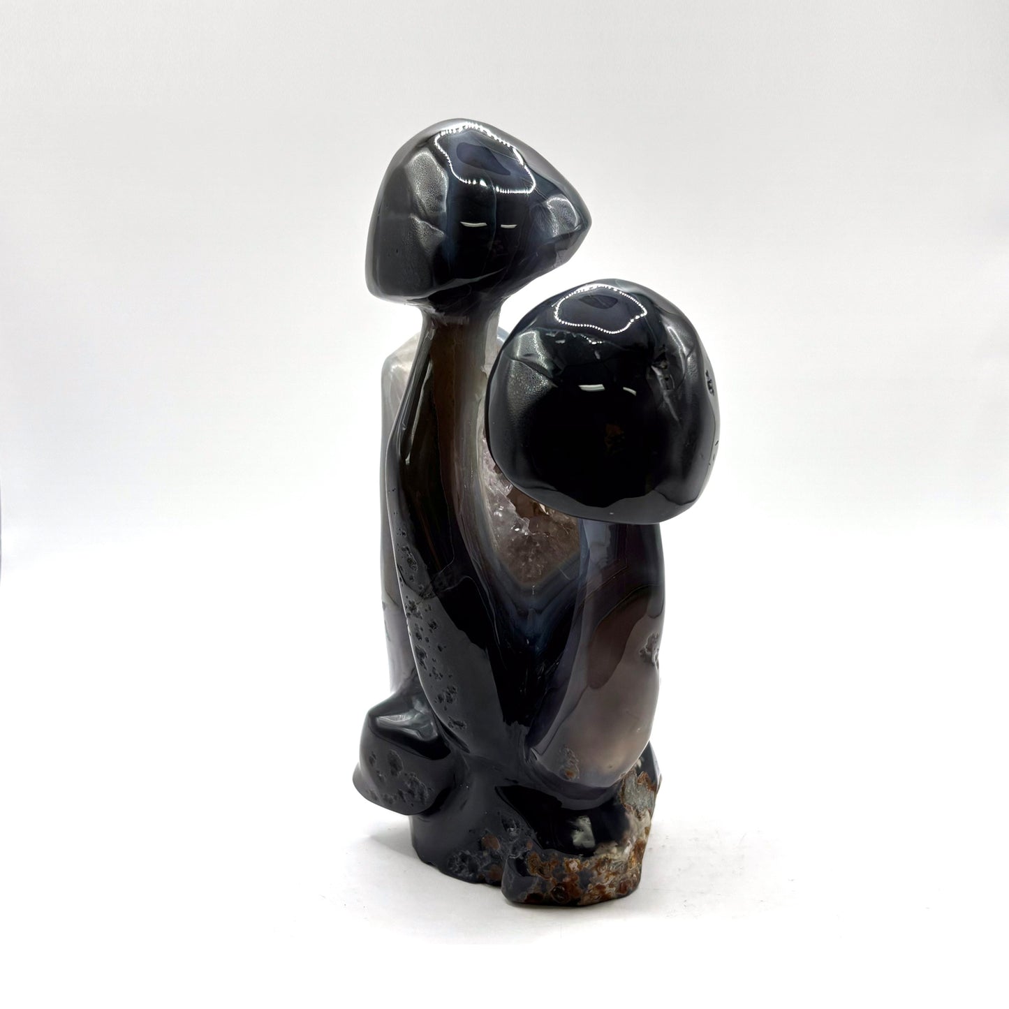 Natural Brown Agate Crystal Mushroom Cluster Carving for Energy Healing, Meditation, Good Luck & Home Decor - RSH321