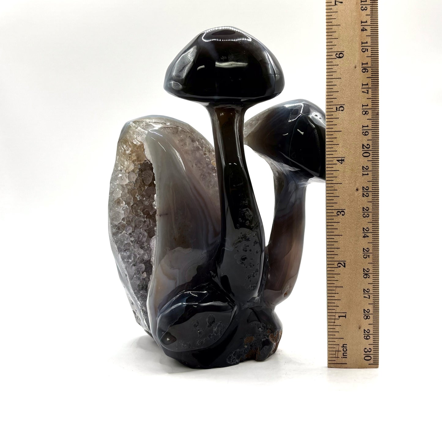 Natural Brown Agate Crystal Mushroom Cluster Carving for Energy Healing, Meditation, Good Luck & Home Decor - RSH321