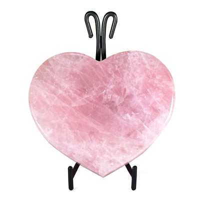 Natural Rose Quartz Heart Polished Crystal with Stand Healing Love Stone for Meditation & Home Decor - RSH329
