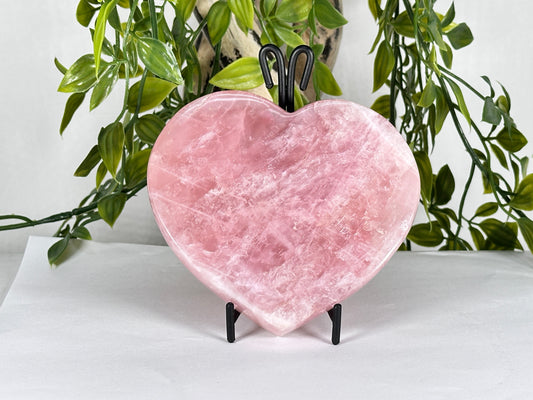 Natural Rose Quartz Heart Polished Crystal on Stand Love & Healing Stone for Meditation and Home Decor - RSH330