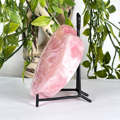 Natural Rose Quartz Heart Polished Crystal on Stand Love & Healing Stone for Meditation and Home Decor - RSH330