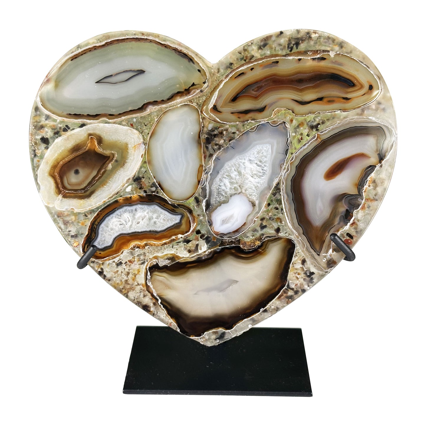 Natural Agate Mosaic Heart - Gem Avenue Retail