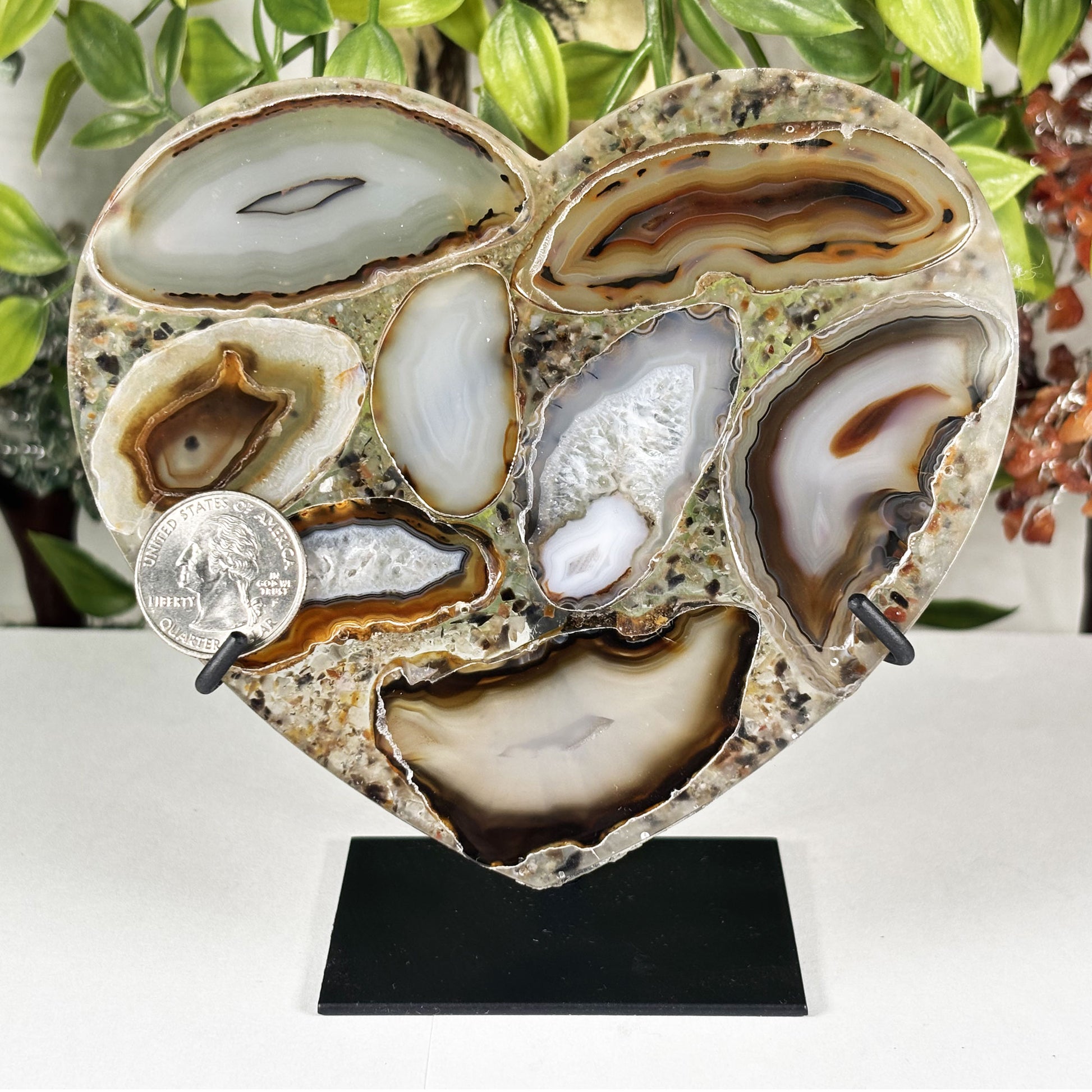 Natural Agate Mosaic Heart - Gem Avenue Retail