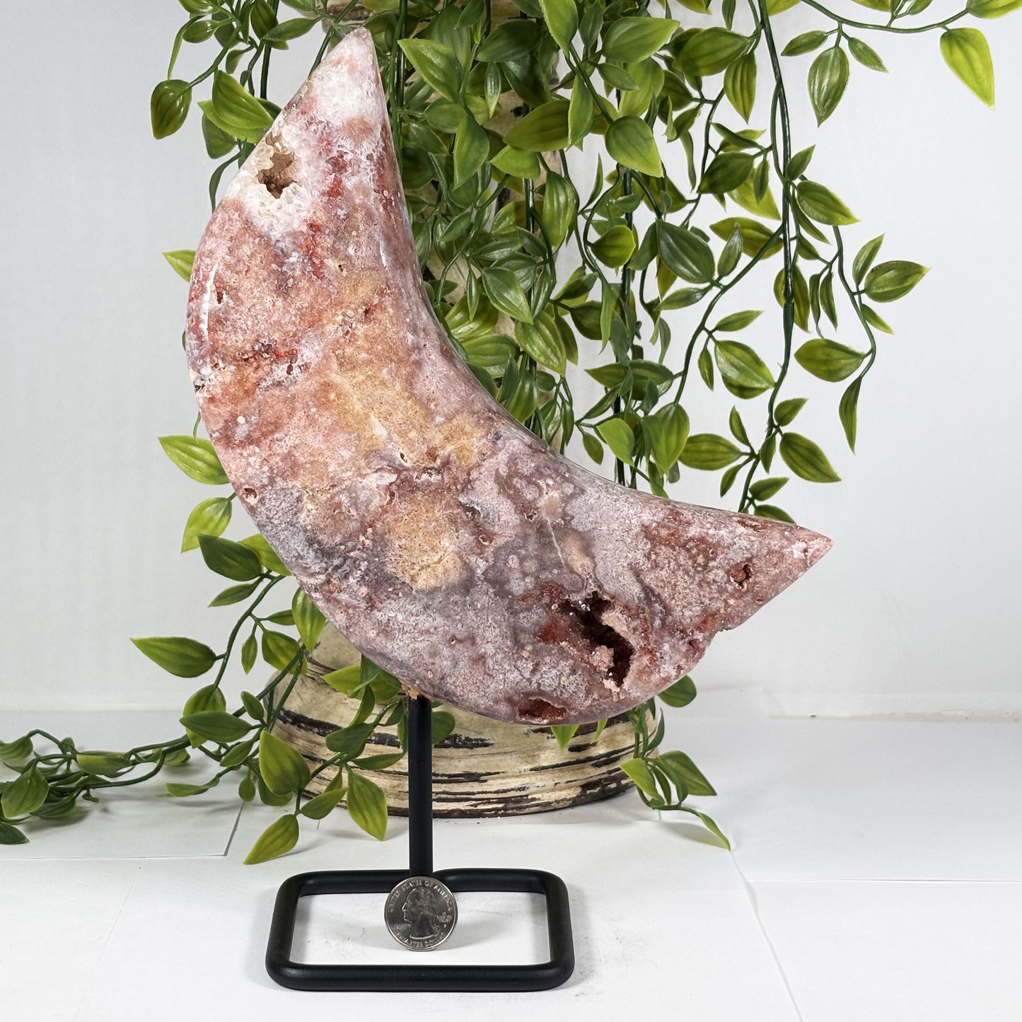 Pink Amethyst Crystal Moon - Gem Avenue Retail
