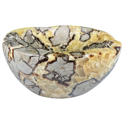 Natural Septarian Stone Bowl 7.25" Handcrafted Polished Crystal Bowl from Madagascar for Home Decor