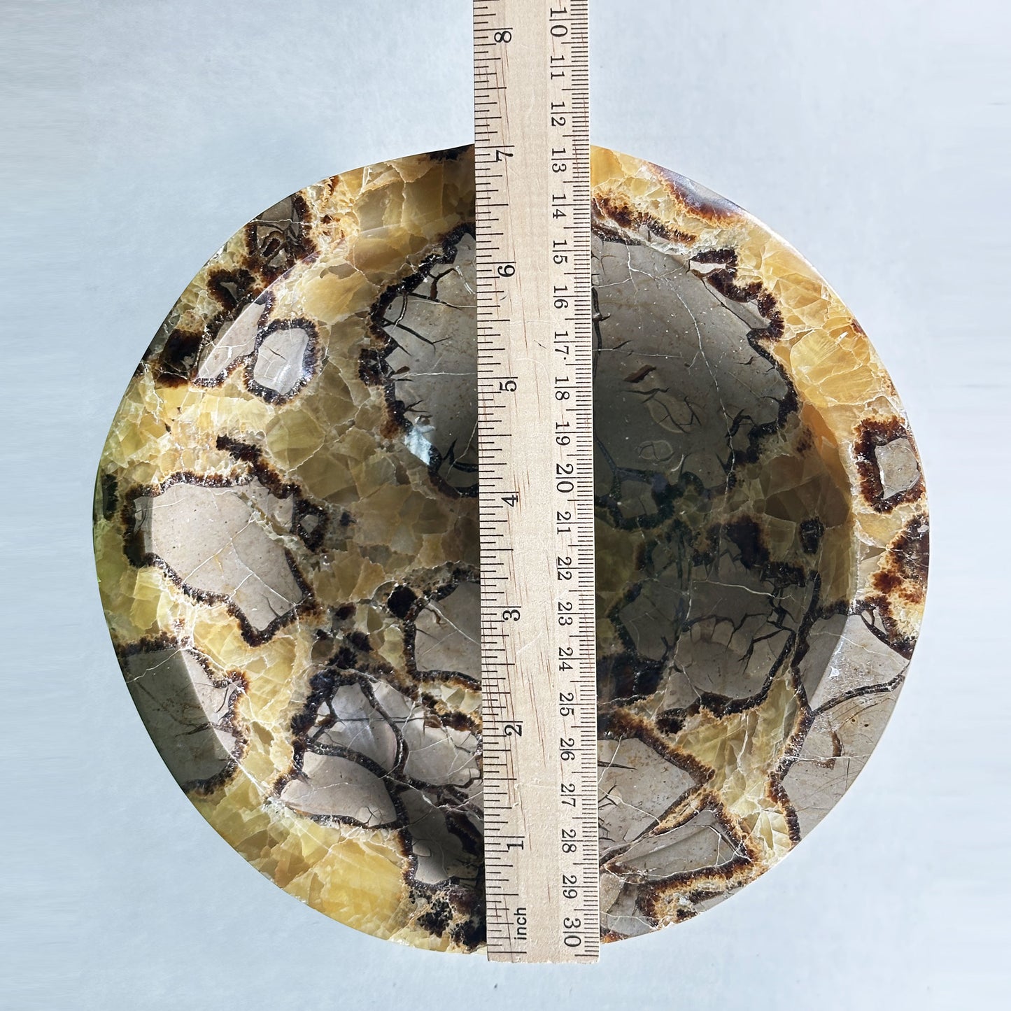 Natural Septarian Stone Bowl 7.25" Handcrafted Polished Crystal Bowl from Madagascar for Home Decor