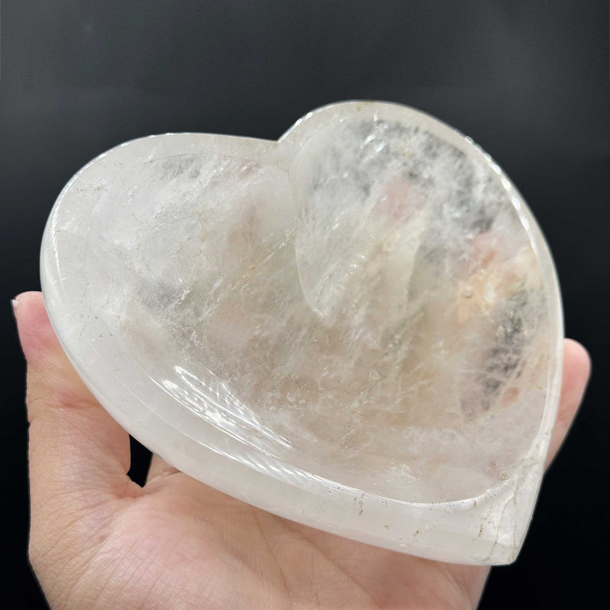 Clear Quartz Heart Bowl Polished Crystal Gemstone Decor - Gem Avenue Retail