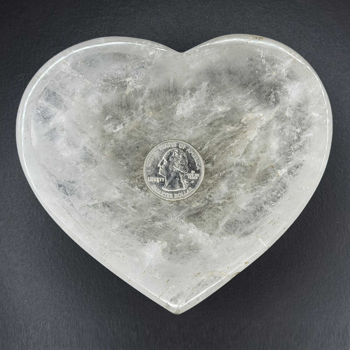 Clear Quartz Heart Bowl Polished Crystal Gemstone Decor - Gem Avenue Retail