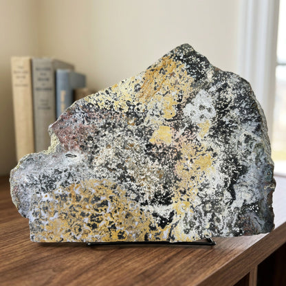 Natural Sea Jasper Crystal Slab 8.5" Polished Ocean Jasper Gemstone Slice Home Decor Collector Display