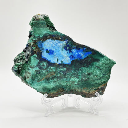 Natural Polished Azurite Malachite Crystal Slab Gemstone for Energy, Focus, Relaxation & Home or Office Display – RSL088