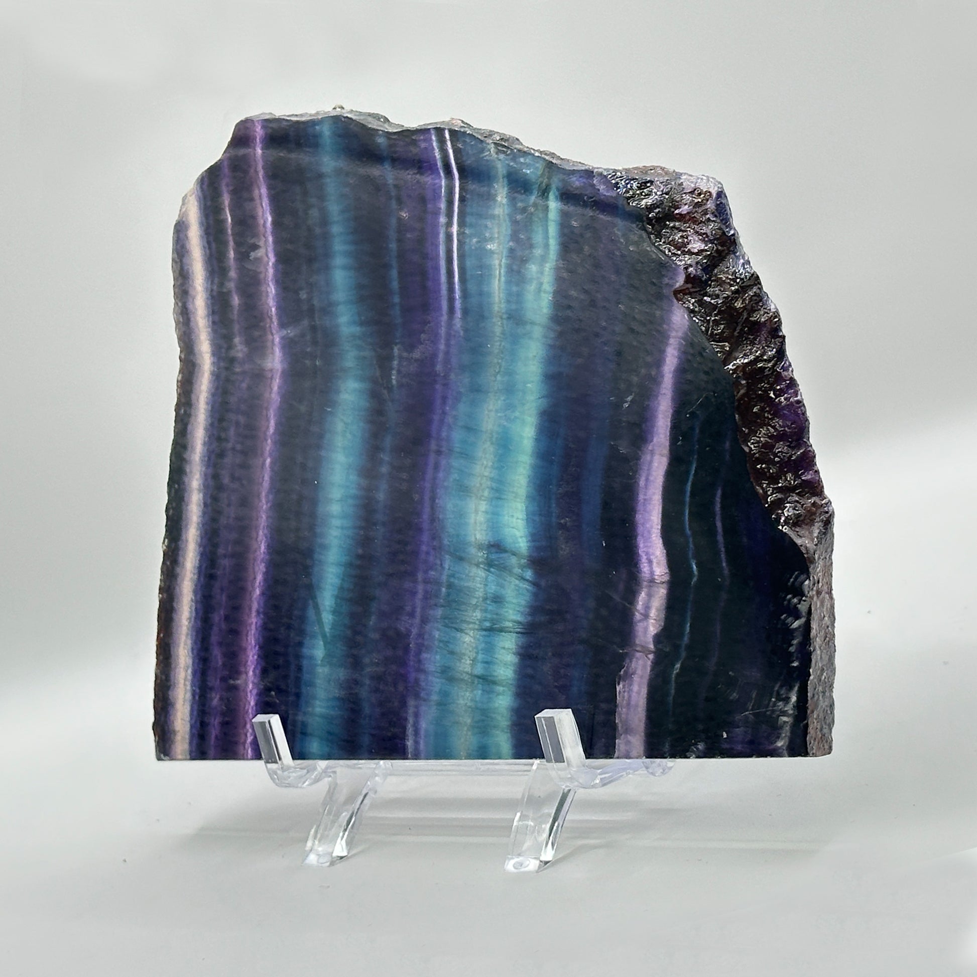 Natural Polished Purple Blue Fluorite Crystal Slab - Gem Avenue