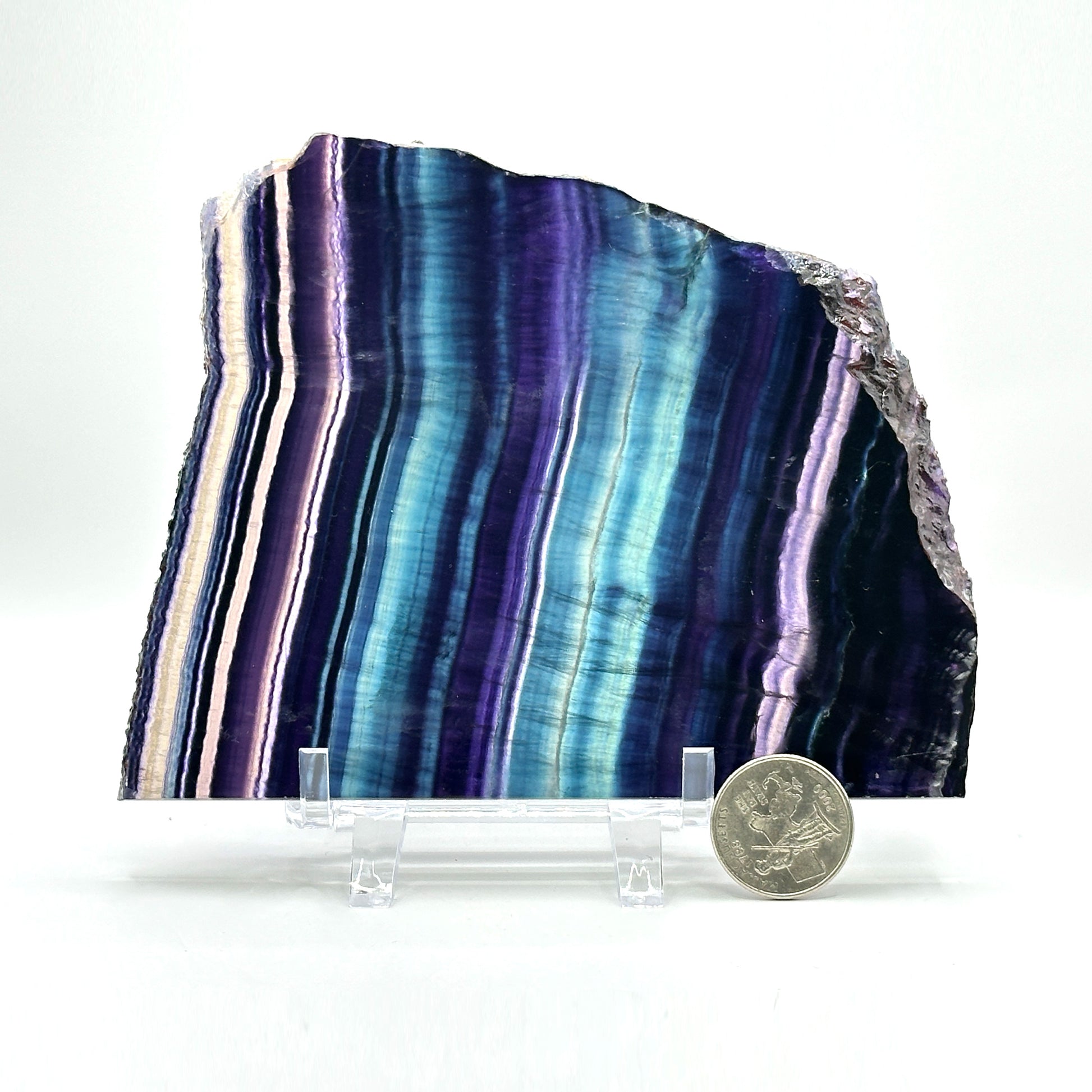 Natural Polished Purple Blue Fluorite Crystal Slab - Gem Avenue