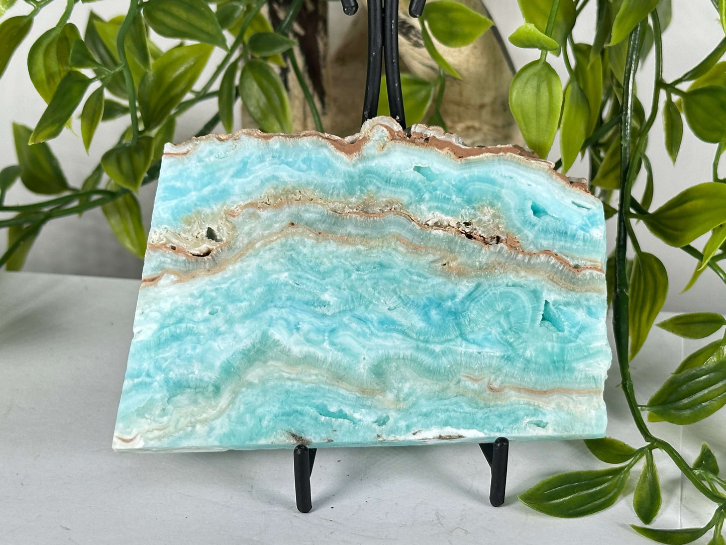 Natural Blue Aragonite Slab Polished Crystal Display Stone - RSL097