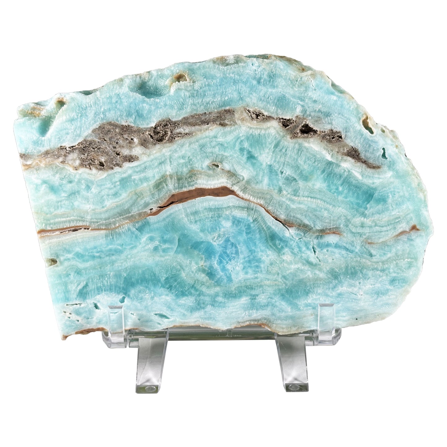 Natural Blue Aragonite Crystal Slab 3.25" Polished Specimen China Display Stone