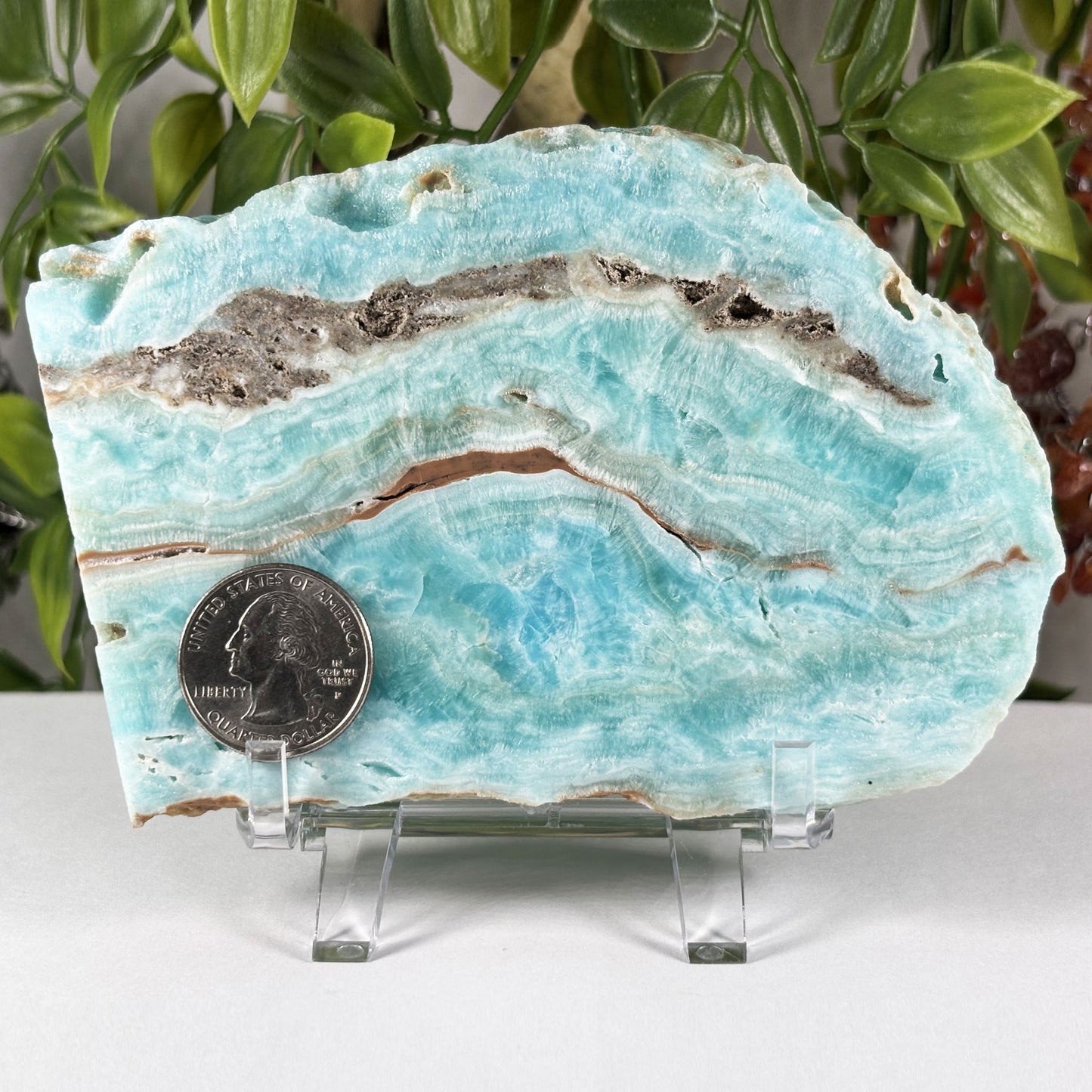 Blue Aragonite Crystal Slab - Gem Avenue Retail