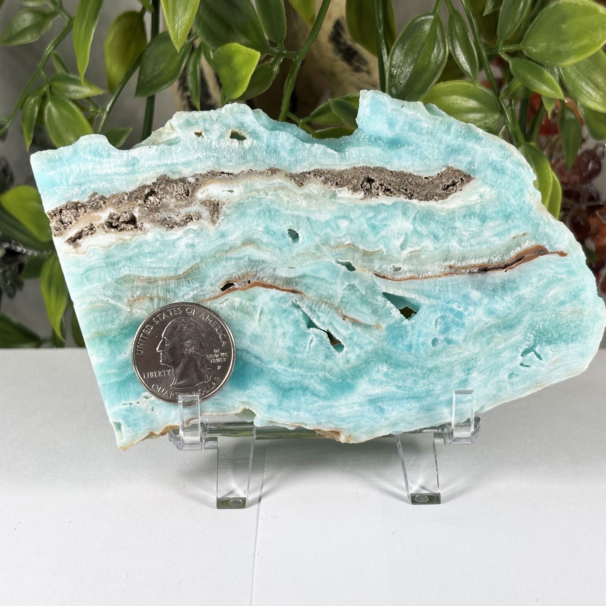 Blue Aragonite Crystal Slab - Gem Avenue Retail