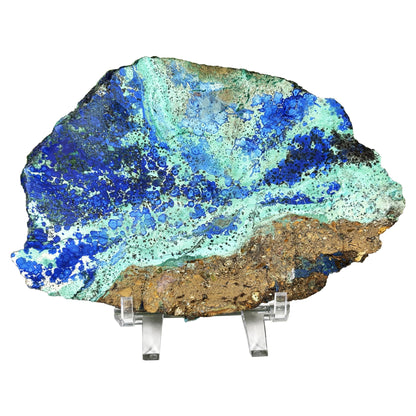 Azurite Malachite Slab 6.5" Polished Natural Blue & Green Crystal Specimen