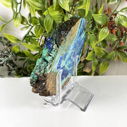 Azurite Malachite Slab 6.5" Polished Natural Blue & Green Crystal Specimen