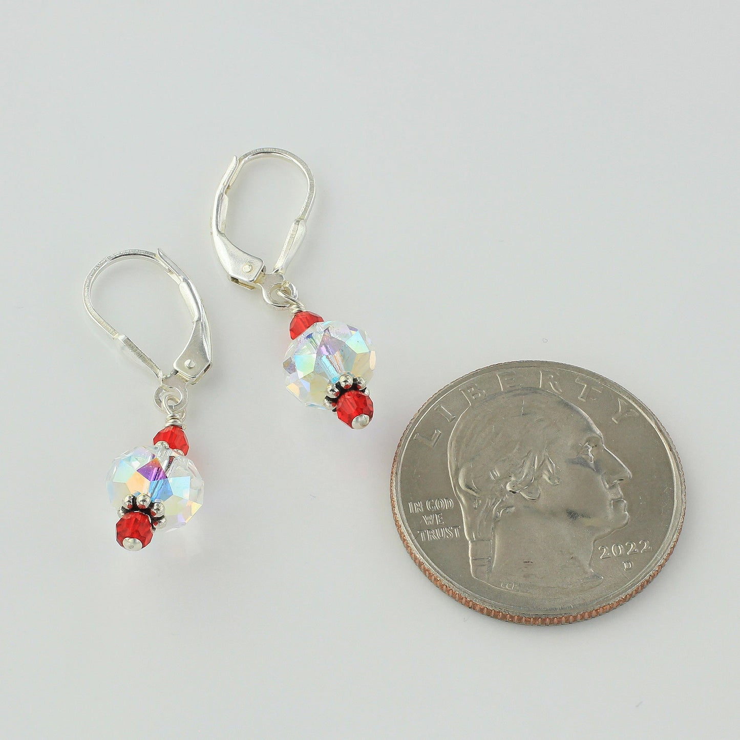 .925 Sterling Silver Leverback Drop Earrings with Austrian Crystals
