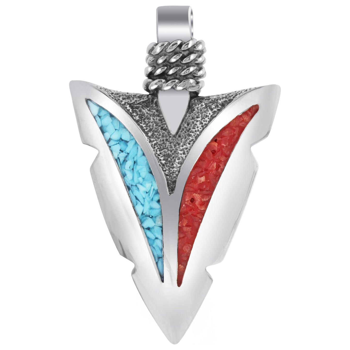 Turquoise Coral Southwestern Style 925 Sterling Silver Pendant - Gem Avenue