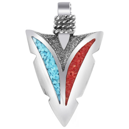 Turquoise Coral Southwestern Style 925 Sterling Silver Pendant - Gem Avenue