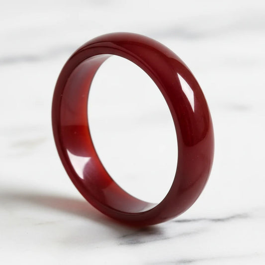 Natural 6mm Carnelian Gemstone Band Ring – Polished Unisex Ring for Men & Women, Ideal for Daily Wear or Gifting