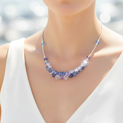 Beautiful Multicolor Austrian Crystals Necklace 925 Sterling Silver Jewelry for All Occasions