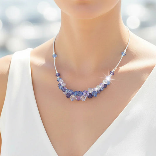 Beautiful Multicolor Austrian Crystals Necklace 925 Sterling Silver Jewelry for All Occasions