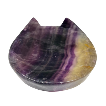 Natural Fluorite Cat Bowl – Handcrafted Crystal for Décor & Function - RSH296