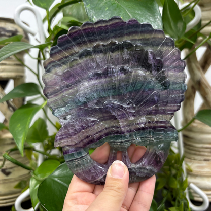 Hand-Carved Fluorite Peacock Natural Gemstone Animal Carving for Beauty & Decorative Display - RAN491