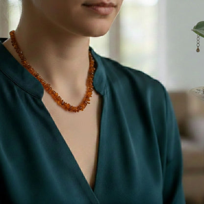 Natural Baltic Amber Beads Necklace Genuine Healing Jewelry 26 Inches GN083-G