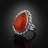 Natural Carnelian Teardrop Gemstone Ring in Sterling Silver Handmade Boho Vintage Statement Jewelry Gift for Women - GR565