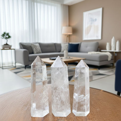 3" to 3.5" Clear Quartz Crystal Obelisk Tower Point Natural Healing Stone for Energy, Meditation & Home Decor