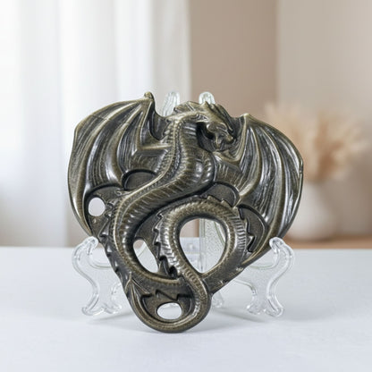 Gold Sheen Obsidian Dragon Carving Polished Crystal Figurine Display Piece - RAN571