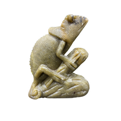 Natural Serpentine Chameleon Gemstone Figurine – Hand-Carved Crystal Animal Statue for Home Décor, Collectible Healing Stone Sculpture-RAN487
