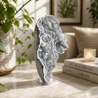 Natural Chalcedony Fluorite Crystal Mineral Specimen Healing Stone for Meditation, Energy Work & Collectors Display - RMI732