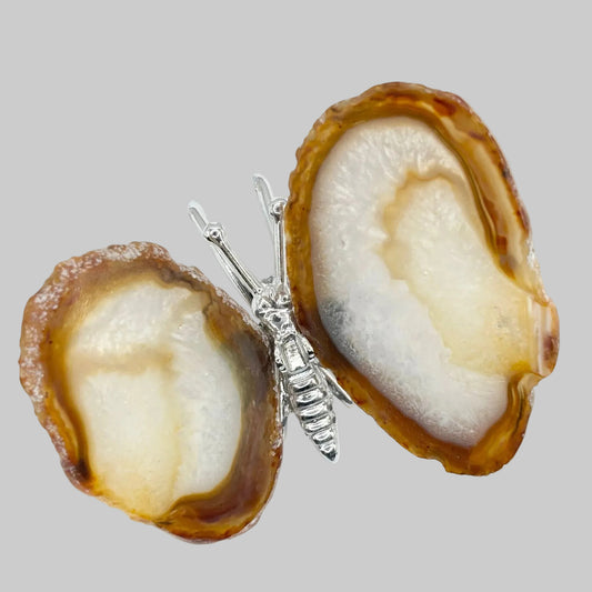 Natural Agate Butterfly Figurine 3" Crystal Carving Home Decor Collectible Gift