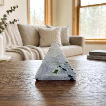Rainbow Moonstone & Black Tourmaline Pyramid  Healing Crystal for Home Decor