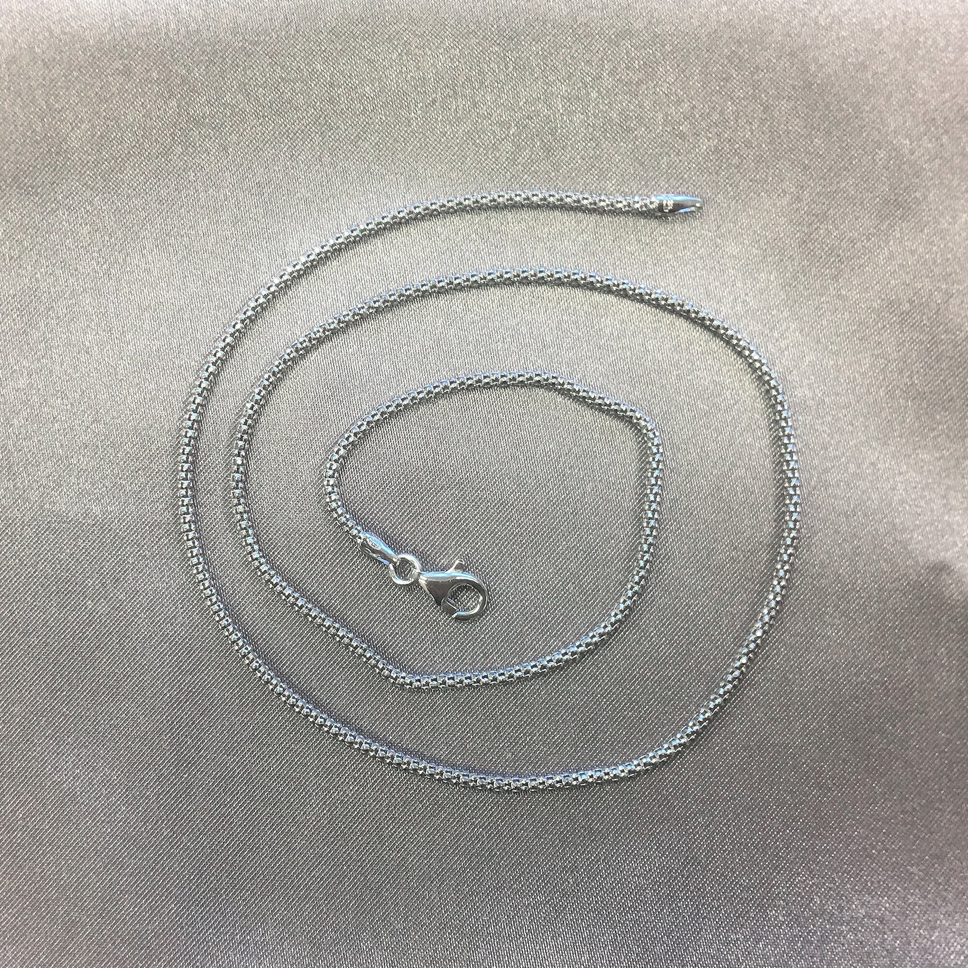 Italian 925 Sterling Silver Popcorn Chain Necklace - Gem Avenue