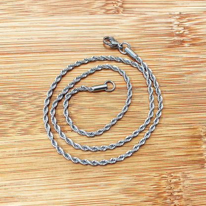 Stainless Steel wide Rope Chain Necklace - Gem Avenue
