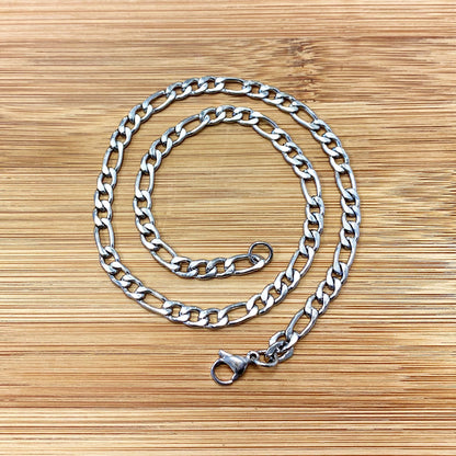 Men's Stainless Steel wide Figaro Chain Necklace - Gem Avenue