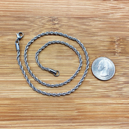 Stainless Steel wide Rope Chain Necklace - Gem Avenue